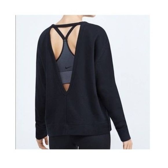 NEW Women's Medium NIKE Dri-Fit Versa Open Back Sweatshirt Pullover Top Sweater - Picture 4 of 4